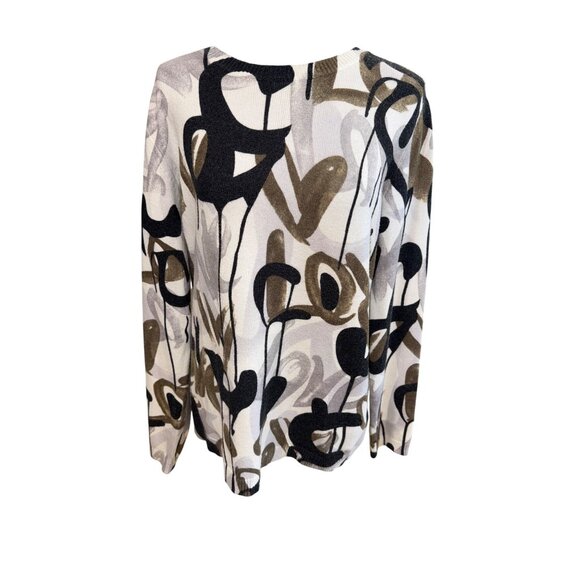 Charlie B Artsy Abstract Lightweight Sweater L Office Career Casual Classic Top - Picture 2 of 9